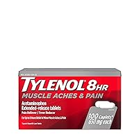 Tylenol 8 Hour Muscle Aches and Pain Caplets, 100 Count Per Bottle (3 Bottles)