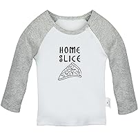 Homeslice Pizza Funny T Shirt, Infant Baby T-Shirts, Newborn Long Sleeve Tops,Toddler Kids Graphic Tee Shirts