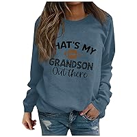 Women's Round Neck Tops Football Game Day Sweatshirts Long Sleeve Comfy Pullover Teen Girl Fall Fashion Clothes