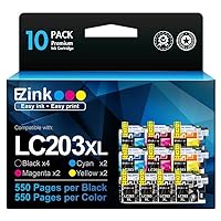 E-Z Ink (TM LC203XL Compatible Ink Cartridges Replacement for Brother LC203 XL LC201 to use with MFC-J480DW MFC-J880DW MFC-J4420DW MFC-J680DW MFC-J885DW (Black, Cyan, Magenta, Yellow, 10 Pack)