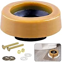 Toilet Bowl Extra Thick Wax Ring with Brass Bolts Reinforced Urethane Core and Polyethylene Flange - 516545 , Yellow