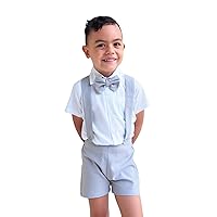 Boy 3 Piece Linen Outfit, Linen Pants, Christening Outfit, Kids Suit, Light Grey