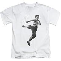 Bruce Lee Boys T-Shirt Flying Kick White Tee