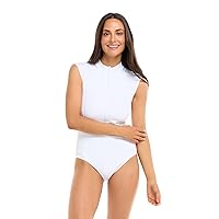 Body Glove Women's Standard Manny Zip Front Cap-Sleeve One Piece Swimsuit with UPF 50+