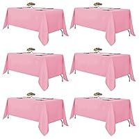 Fitable Pink Tablecloths for Rectangle Tables, 6 Pack - 70 x 120 Inches - Reusable and Washable Table Clothes for 6-8 Ft Tables, Polyester Fabric Table Covers for Wedding, Party, Banquet