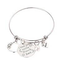 Girls I Love You to The Moon and Back Expandable Wire Bangle Bracelet for Mom Love