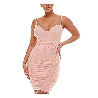 bebe Ruched Lace and Mesh Dress