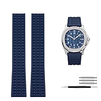 Waterproof Silicone Watch Band for Patek Philippe aquanaut 5067A-001 Series Silicone Watch Strap 19mm Women Wristband Bracelet (Color : Blue, Size : 19mm)