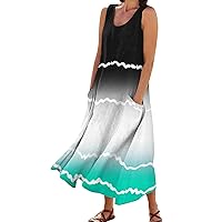 Boho Dresses for Women 2024 2024 Summer Floral Sleeveless Maxi Dress Casual Wide Strap Flowy Beach Long Dress