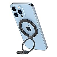 LUVI Magnetic Ring Stand Holder Grip 360° Rotate Compatible with MagSafe Two-Sided Adjustable Finger Kickstand for iPhone, iPad and Smartphones, Magnetic Car Mount