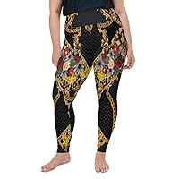 Plus Size Leggings for Women Girls Floral Baroque Black Yoga Pants