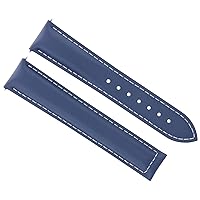 Ewatchparts 20MM LEATHER STRAP WATCH SMOOTH BAND CLASP COMPATIBLE WITH OMEGA SEAMASTER PLANET BLUE WS