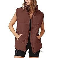 Flygo Puffer Vest Women Zip Up Sleeveless Puffy Jacket Outerwear Winter Warm Lightweight Down Coat with Pockets