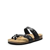 DREAM PAIRS Women's Thong Slide Sandals with Cork Footbed Open Toe Adjustable Slip On Slippers Comfort Flat Sandals for Summer
