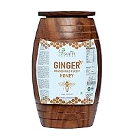 Pure Ginger Infused Honey - 500 ml in Sheesham Wood Container | Ancient Egyptian Style Unprocessed, Unpasteurized, NMR Tested for Purity | 100% Pure Raw Honey In Sheesham Wood Jar (Net weight 500ml Honey)