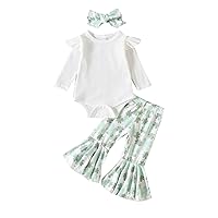 Baby Infant Girls Long Sleeve Romper Bodysuit Baby Clothes Floral Pants +Headbands Outfits New Baby Bundle baby