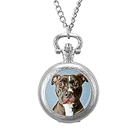 Pit Bull Dog Classic Quartz Pocket Watch with Chain Arabic Numerals Scale Watch