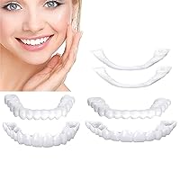 Fake Teeth, Upper and Lower 2 Pairs Temporary Teeth, Nature and Comfortable, Protect Your Teeth and Regain Confident Smile