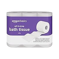 Amazon Basics 2-Ply Toilet Paper Soft and Strong, 6 Ultra Rolls = 24 Regular Rolls, Unscented, 340 Sheet (6 Rolls)