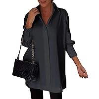 T Shirts for Women Trendy, Summer Tops 2024 Long Sleeved Casual Side Slit Plus Size Dress, S XXXXXL