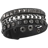 Punk Rock Faux Leather Rivet Spike Studded Bracelet, Gothic Biker Strap Cuff Buckle Wristband Bracelet For Men Women Girls Boys Hip Hop Unisex Jewelry Useful and Deft