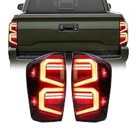 LED Tail Light Assembly Compatible With 2016-2023 Toyota Tacoma With Streamer Turn Signal Lights (Black/Smoked Lens)