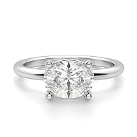 Riya Gems 2.10 CT Oval Moissanite Engagement Ring Wedding Bridal Ring Set Solitaire Accent Halo Style 10K 14K 18K Solid Gold Sterling Silver Anniversary Promise Ring Gift for Her