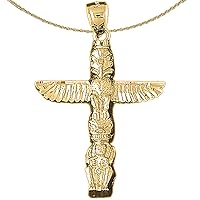 14K Yellow Gold Totem Pole Pendant with 18