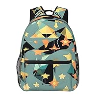 Atomic Stars Retro Pattern Print Casual Backpack Outdoor Bag For Women Fits 15.6 Inch Laptop Backpack For Travel Work