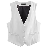 Formal Suit Vest for Women Business Casual Button Up Dressy Waistcoat Vest Tops 2024
