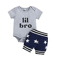 Xianxian Summer Boy Outfits Newborn Infant Baby Boys Clothes Short Sleeve Summer Winter Outfits for Boys 8 (Grey, 0-3 Months)