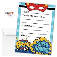 Hat Acrobat 30 Superhero Kids Thank You Cards with Envelopes and Stickers - Fill In The Blank Thank You Cards for Kids Birthday Cards Bulk (Superhero)