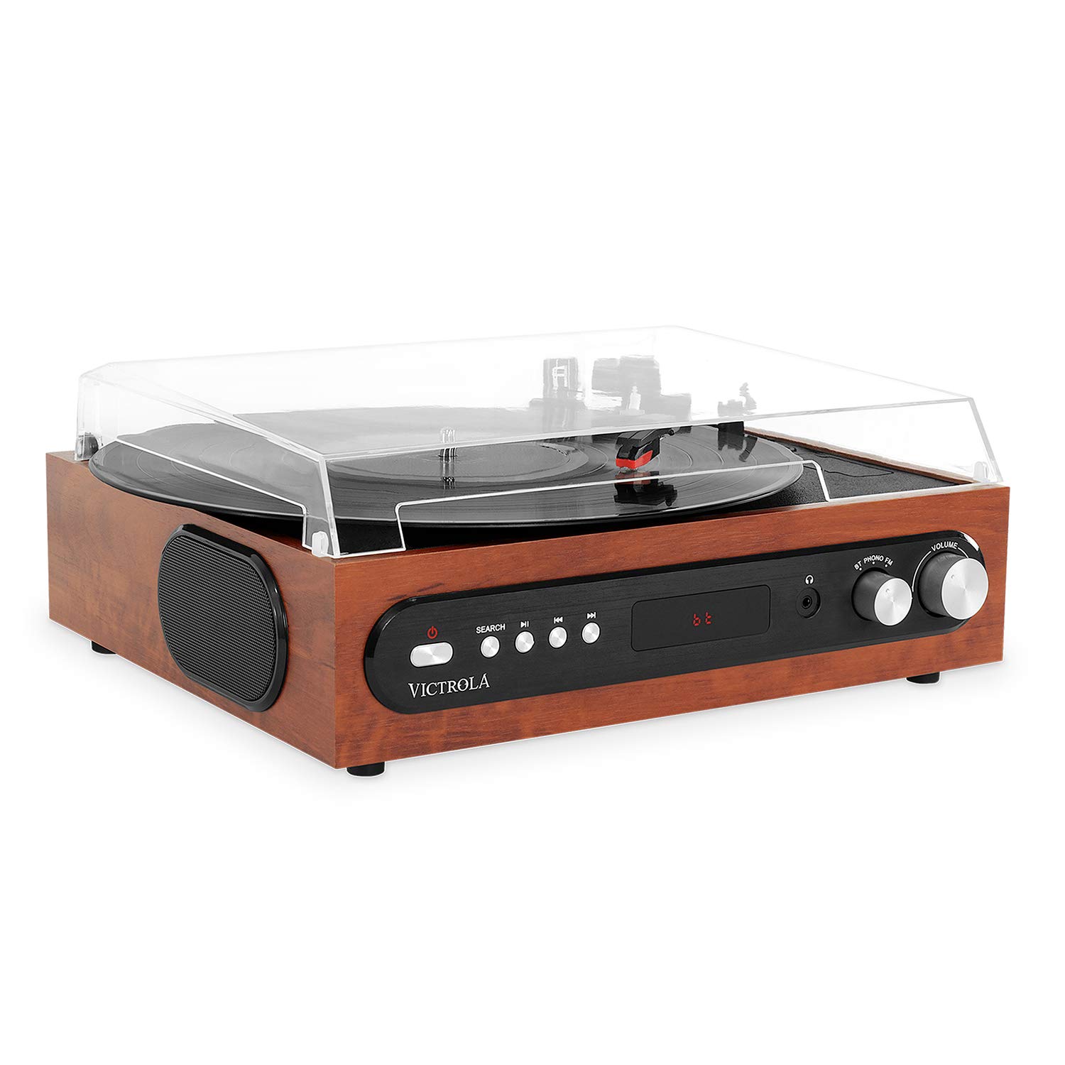 Victrola All-in-1 Bluetooth Record Player with Built in Speakers and 3-Speed Turntable Mahogany (VTA-65-MAH)