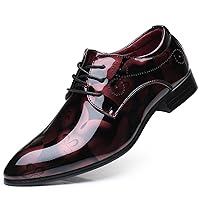 Men's Patent Leather Tuxedo Dress Shoes Classic Lace-Up Plus Size Dress Oxford Shoes