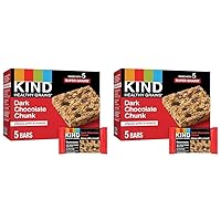 KIND Healthy Grains Bars, Dark Chocolate Chunk, Healthy Snacks, Gluten Free, 5 Count (Pack of 2)
