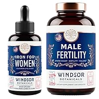 WINDSOR BOTANICALS Liquid Iron Folic Acid Vitamin C and Male Fertility Supplement - Pregnancy Support Bundle