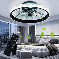 ELINKUME 48 cm Ceiling Fan with Lighting and Remote Control, Quiet, Ceiling Fan Lighting Dimmable for Bedroom, Children's Room, Living Room