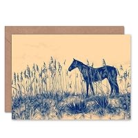 Wee Blue Coo CARD GREETING GIFT PAINTING LANDSCAPE ANIMAL EVRY HORSE FIELD GRASS