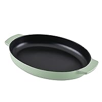 KitchenAid Enameled Cast Iron Au Gratin Oval Roasting Pan, 2.5 Quart, Pistachio