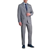 Haggar Mens Premium Stretch Tailored Fit Subtle Pattern Suit Separates- Pants and Jackets Blazer, Grey- Jacket, 40 US