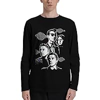 Men's T Shirt Fashion Round Neck Long Sleeve Tee Tops Custom Tees Shirts Black