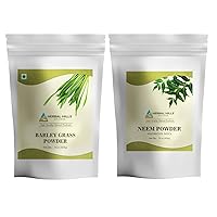 HERBAL HILLS Barley Grass Powder and Neem Powder Leaf Leaves Combo Pack of 2