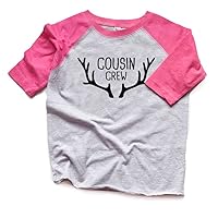 Cousin Crew Shirts Boy or Girl - Christmas Raglan t Shirts Kids - Family Reunion Tees Deer Antlers