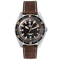 Hruodland Retro Sports Men Watches NH35 Automatic Mechanical Stainless Steel Brown Leather Diving Wristwatch