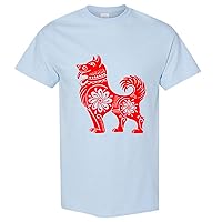 Chinese Red Silhouette Lucky Fortune Wealth Dog Men T Shirt Tee Top S - 5XL