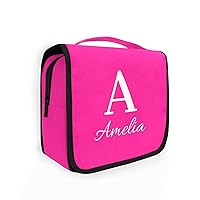 Deep Pink Custom Name Hanging Toiletry Bag Personalized Makeup Cosmetic Bag Cosmetic Case Large Capacity Travel Toiletry Organizer for Toiletries Bathroom Travel Storage