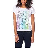AEROPOSTALE Womens Wild Thing Glitter Graphic T-Shirt, White, X-Small