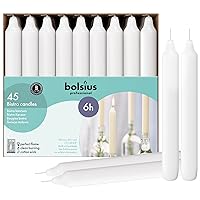 BOLSIUS White Household Candles 7 Inch Dinner Candlesticks - 45 Count Bulk Pack - 6+ Hours Clean Burning - Premium European Quality - Shabbat Candles - No Palm Oil - 0% Animal Fat - Emergency Candles