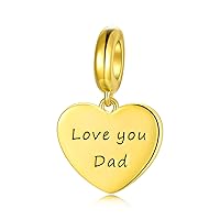 LONAGO Personalized Engraved Name Heart Charm 925 Sterling Silver/10K/14K/18K Solid Gold Fit Snake Bracelet Necklace Customized Handwriting Bead for Women Mom