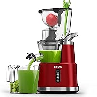 Quiet Cold Press Juicer Machine, Large 83mm Feed Chute, Whole Fruit and Vegetable Slow Masticating Juicer, High-Yield Juice Extractor, Easy to Clean, BPA-Free, Red